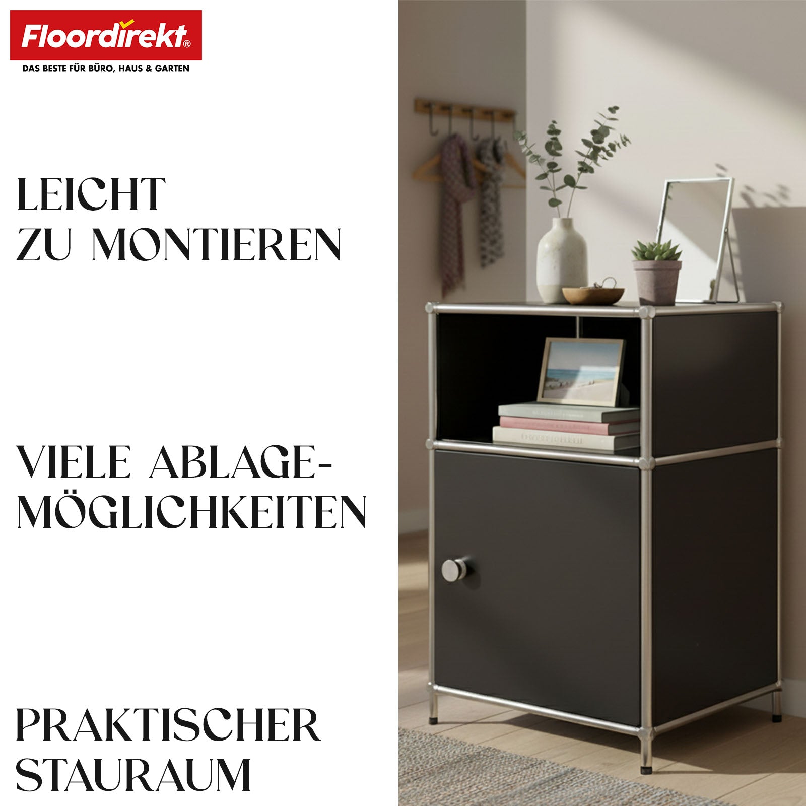 Metalen rek | Concept Epure MK-040 | Opbergrek met 3 lagen, deur en legplanken | Verkrijgbaar in verschillende kleuren