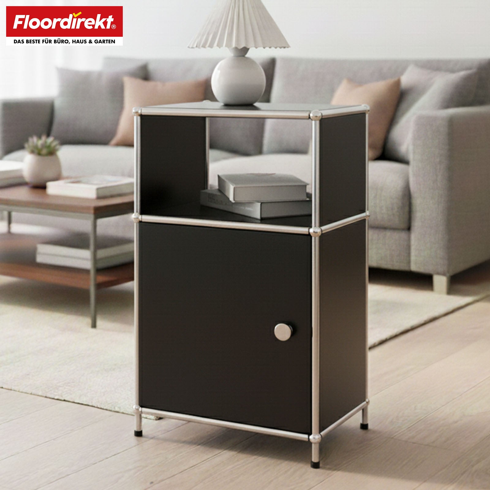 Metalen rek | Concept Epure MK-040 | Opbergrek met 3 lagen, deur en legplanken | Verkrijgbaar in verschillende kleuren