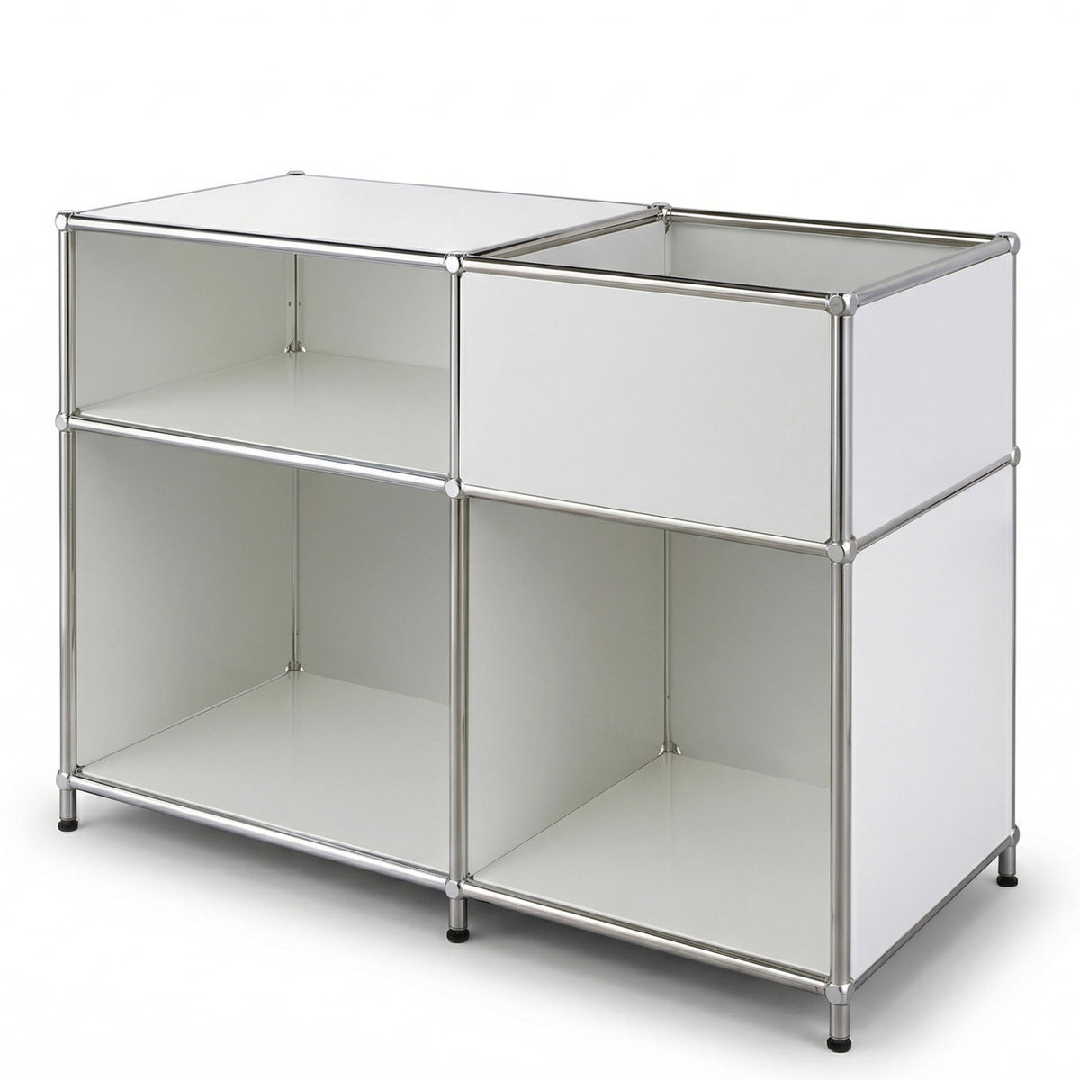Metalen rek | Concept Epure MK-030 | Staand rek met 3 planken & opbergvak | Keukenrek, kantoorre k & woonrek