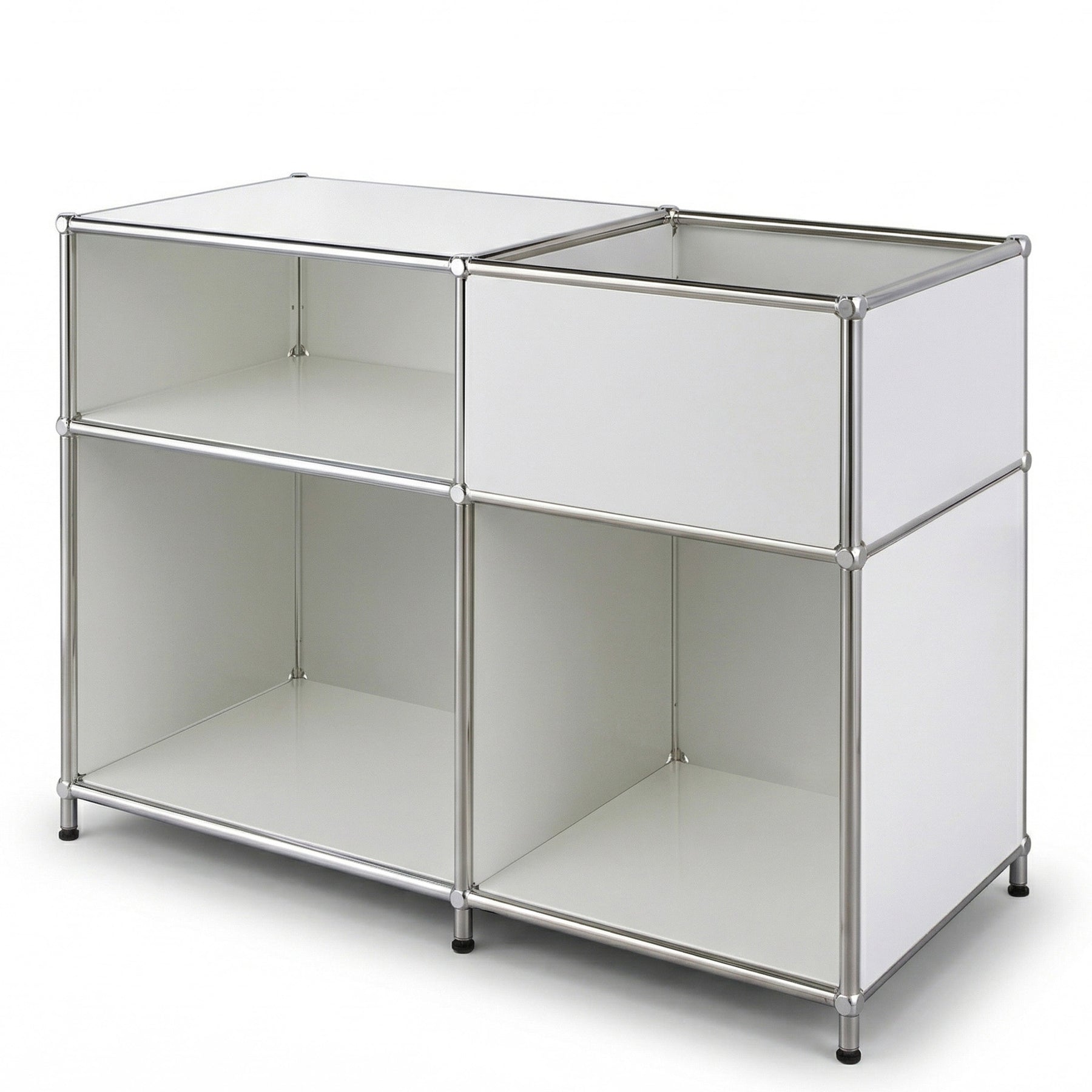 Metalen rek | Concept Epure MK-030 | Staand rek met 3 planken & opbergvak | Keukenrek, kantoorre k & woonrek