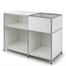 Metalen rek | Concept Epure MK-030 | Staand rek met 3 planken & opbergvak | Keukenrek, kantoorre k & woonrek