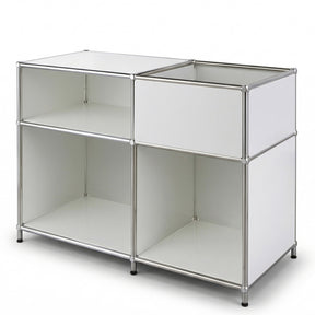 Metalen rek | Concept Epure MK-030 | Staand rek met 3 planken & opbergvak | Keukenrek, kantoorre k & woonrek