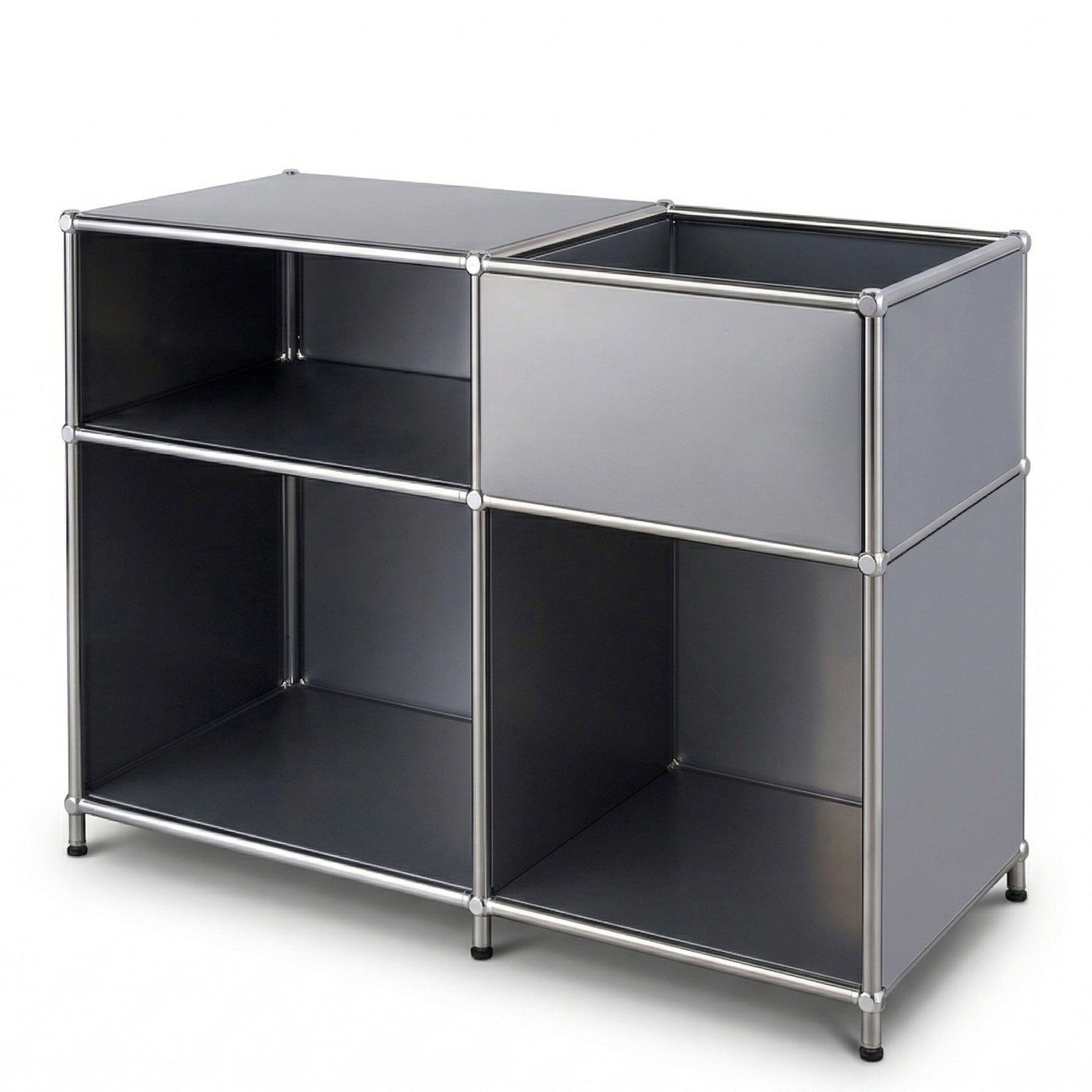 Metalen rek | Concept Epure MK-030 | Staand rek met 3 planken & opbergvak | Keukenrek, kantoorre k & woonrek