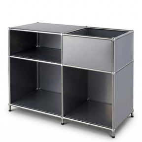 Metalen rek | Concept Epure MK-030 | Staand rek met 3 planken & opbergvak | Keukenrek, kantoorre k & woonrek