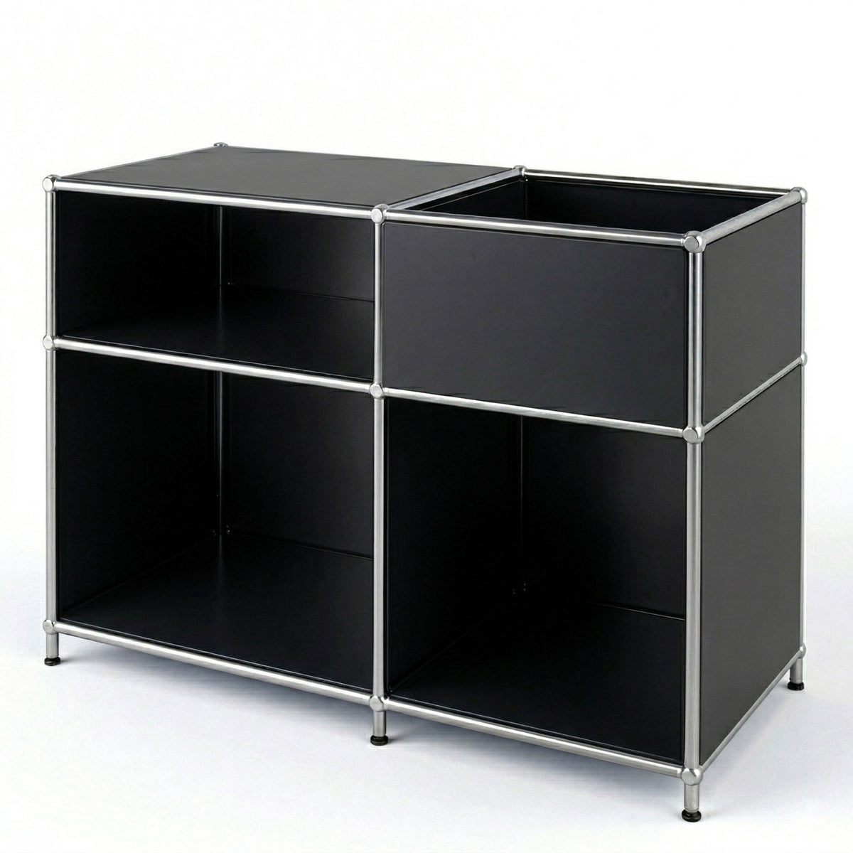 Metalen rek | Concept Epure MK-030 | Staand rek met 3 planken & opbergvak | Keukenrek, kantoorre k & woonrek