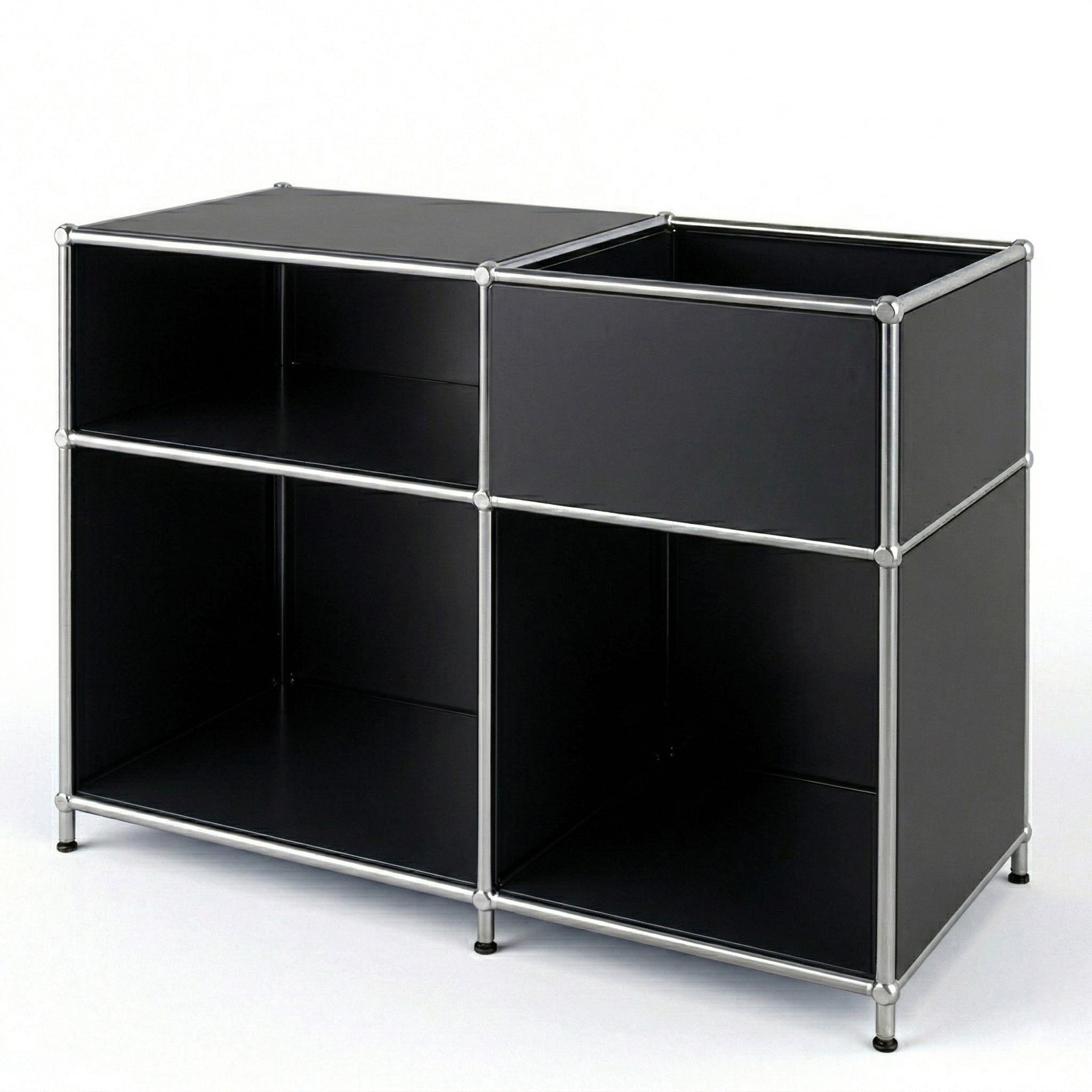 Metalen rek | Concept Epure MK-030 | Staand rek met 3 planken & opbergvak | Keukenrek, kantoorre k & woonrek