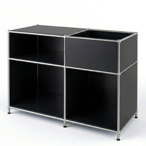 Metalen rek | Concept Epure MK-030 | Staand rek met 3 planken & opbergvak | Keukenrek, kantoorre k & woonrek
