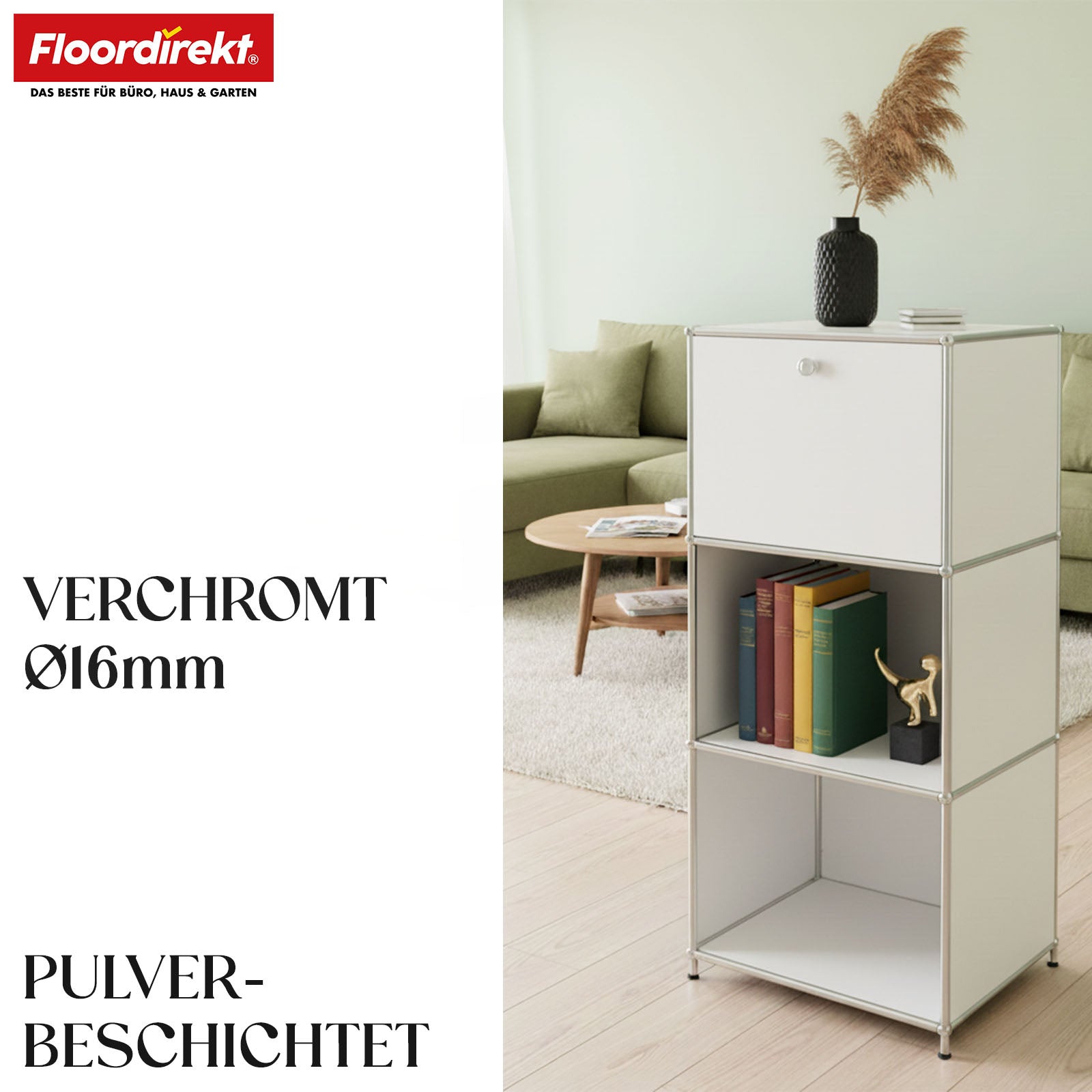 Metalen rek | Concept Epure MK-107 | Opbergrek met 4 lagen, afsluitbaar vak en legplanken | Verkrijgbaar in verschillende kleuren