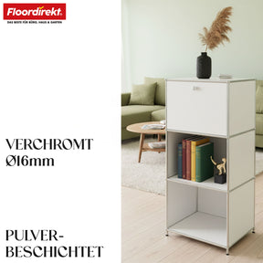 Metalen rek | Concept Epure MK-107 | Opbergrek met 4 lagen, afsluitbaar vak en legplanken | Verkrijgbaar in verschillende kleuren