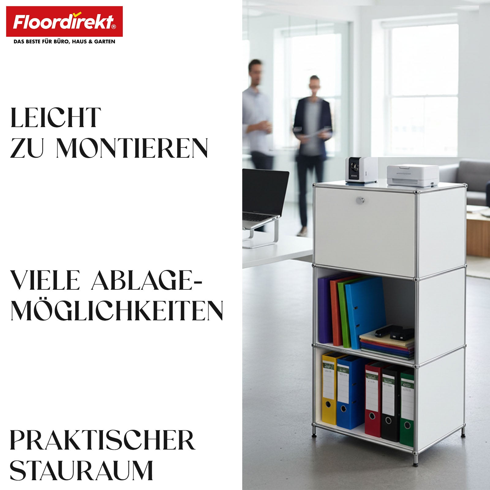 Metalen rek | Concept Epure MK-107 | Opbergrek met 4 lagen, afsluitbaar vak en legplanken | Verkrijgbaar in verschillende kleuren