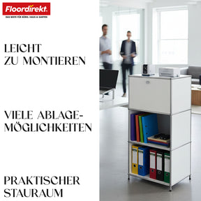 Metalen rek | Concept Epure MK-107 | Opbergrek met 4 lagen, afsluitbaar vak en legplanken | Verkrijgbaar in verschillende kleuren