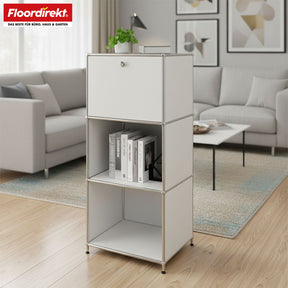 Metalen rek | Concept Epure MK-107 | Opbergrek met 4 lagen, afsluitbaar vak en legplanken | Verkrijgbaar in verschillende kleuren