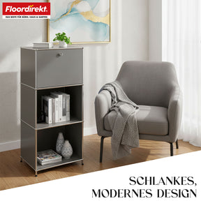 Metalen rek | Concept Epure MK-107 | Opbergrek met 4 lagen, afsluitbaar vak en legplanken | Verkrijgbaar in verschillende kleuren