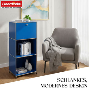 Metalen rek | Concept Epure MK-107 | Opbergrek met 4 lagen, afsluitbaar vak en legplanken | Verkrijgbaar in verschillende kleuren