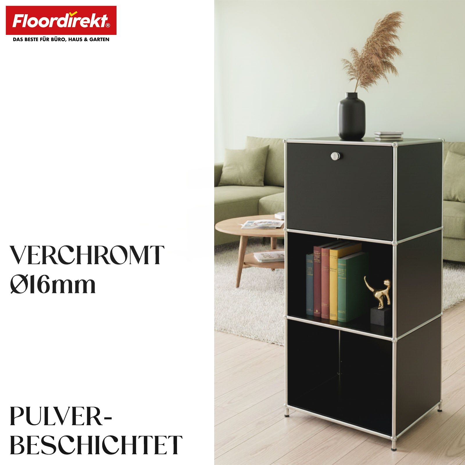 Metalen rek | Concept Epure MK-107 | Opbergrek met 4 lagen, afsluitbaar vak en legplanken | Verkrijgbaar in verschillende kleuren