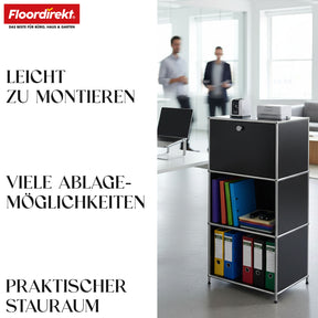 Metalen rek | Concept Epure MK-107 | Opbergrek met 4 lagen, afsluitbaar vak en legplanken | Verkrijgbaar in verschillende kleuren