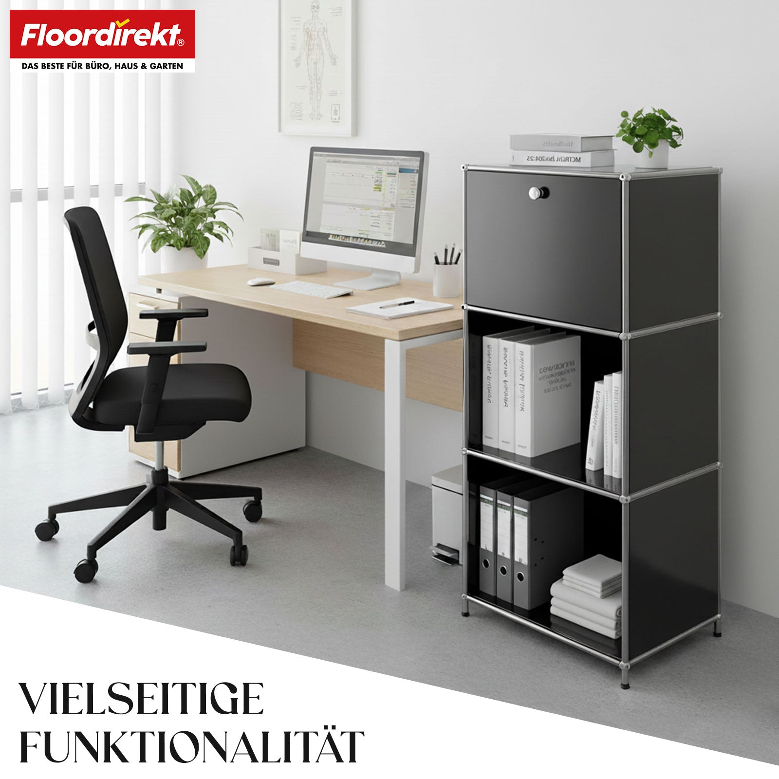 Metalen rek | Concept Epure MK-107 | Opbergrek met 4 lagen, afsluitbaar vak en legplanken | Verkrijgbaar in verschillende kleuren