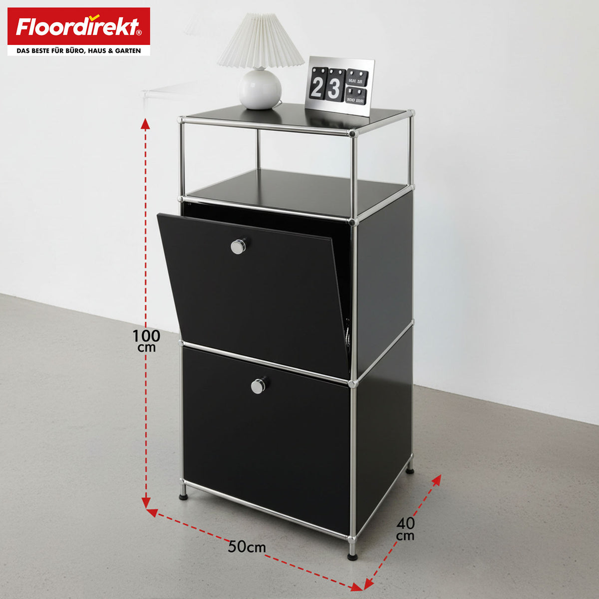 Metalen rek | Concept Epure MK-120 | Opbergrek met afsluitbare vakken, open vak & legplank | Verkrijgbaar in verschillende kleuren