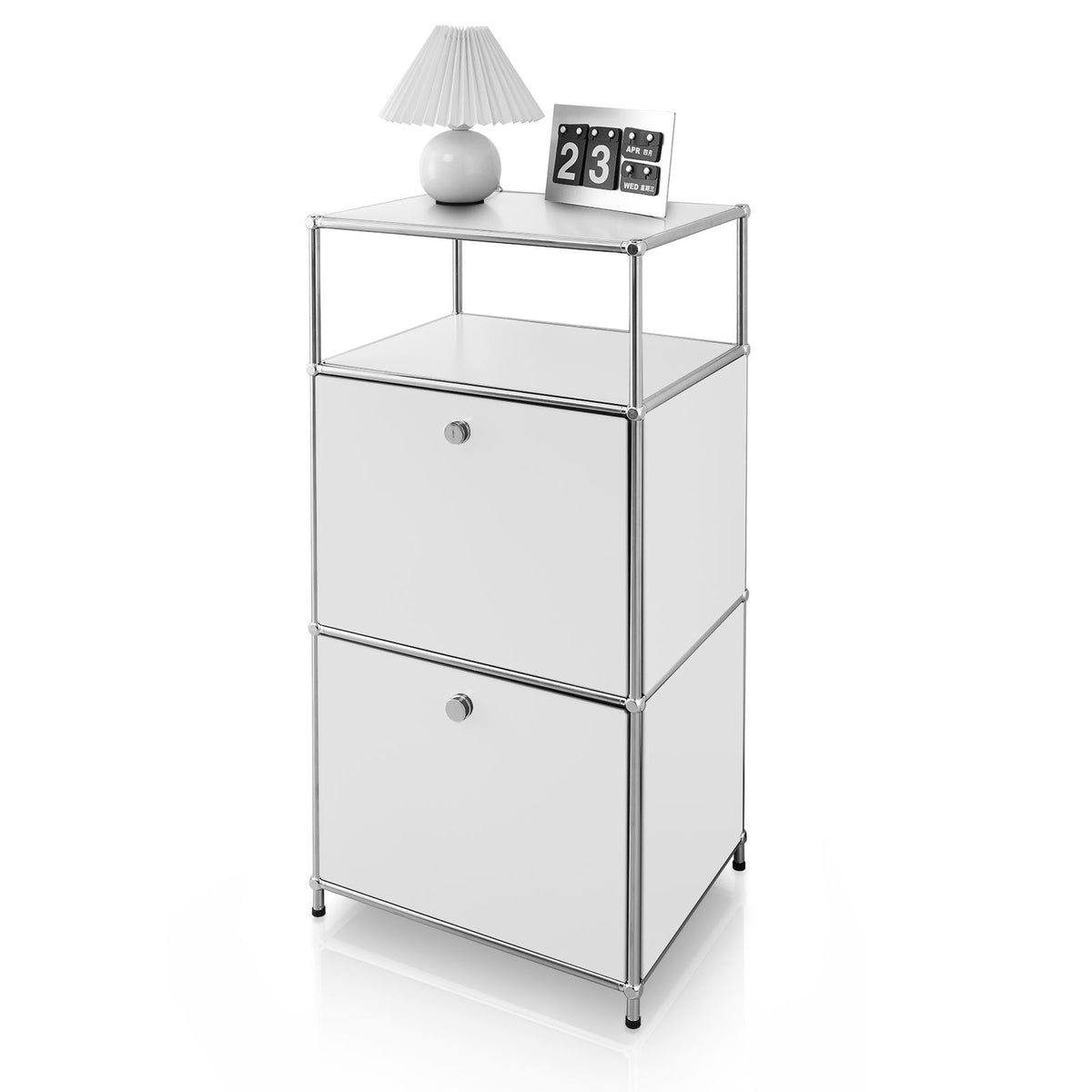 Metalen rek | Concept Epure MK-120 | Opbergrek met afsluitbare vakken, open vak & legplank | Verkrijgbaar in verschillende kleuren