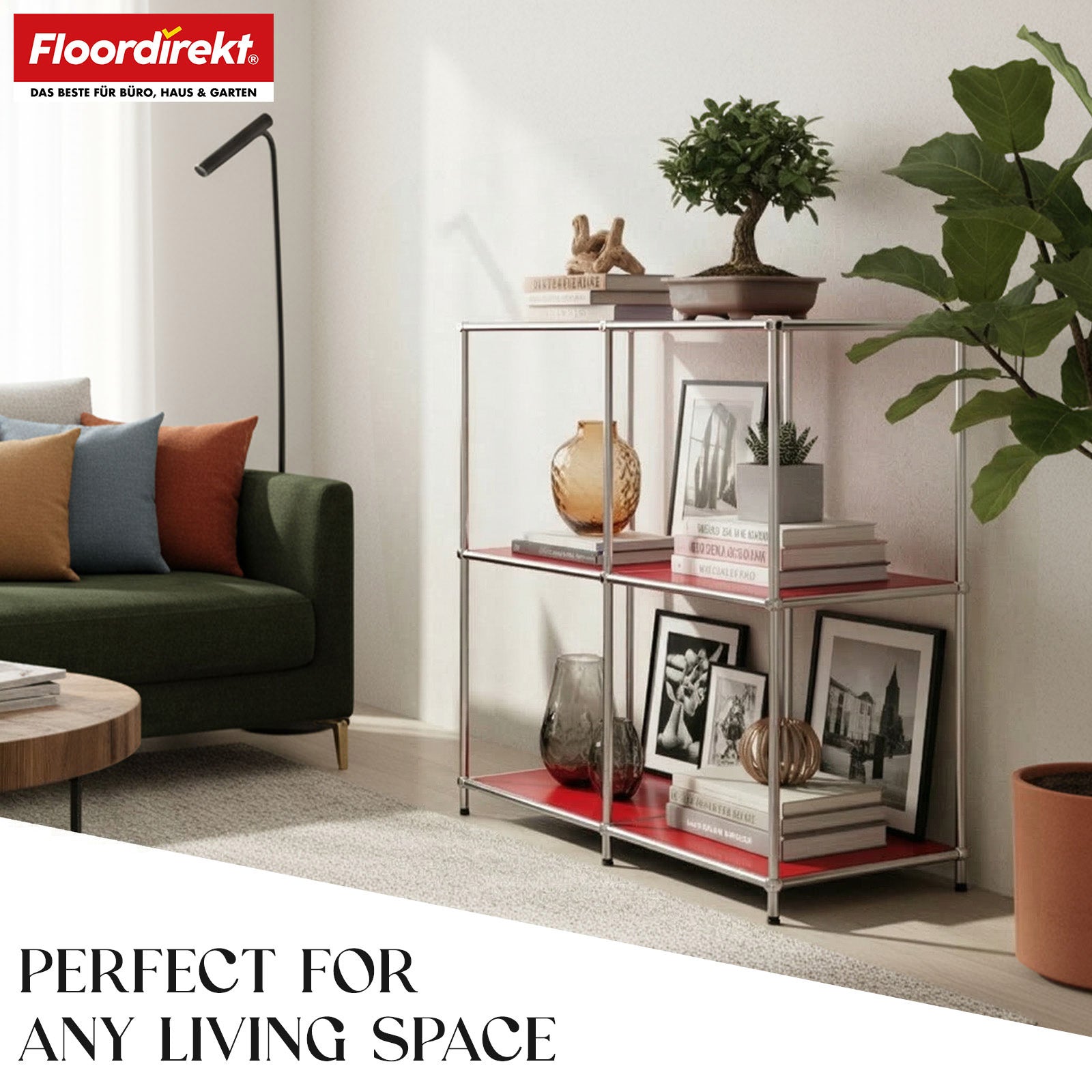 Metalen rek | Concept Epure MK-027 | Open dressoir met 3 niveaus & opbergrek | Verkrijgbaar in verschillende kleuren