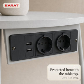 Bijzettafel | Dario | Ronde salontafel met 2 stopcontacten, 2 USB-A & opbergmand | Ø 45 cm | 4 kleuren