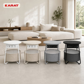 Bijzettafel | Dario | Ronde salontafel met 2 stopcontacten, 2 USB-A & opbergmand | Ø 45 cm | 4 kleuren