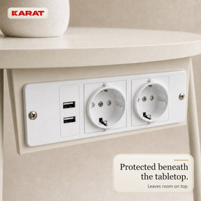 Bijzettafel | Dario | Ronde salontafel met 2 stopcontacten, 2 USB-A & opbergmand | Ø 45 cm | 4 kleuren