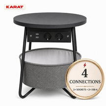 Bijzettafel | Dario | Ronde salontafel met 2 stopcontacten, 2 USB-A & opbergmand | Ø 45 cm | 4 kleuren