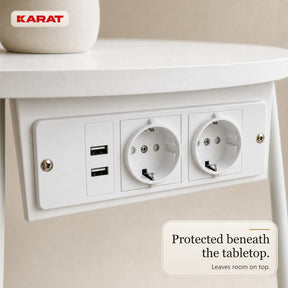 Bijzettafel | Dario | Ronde salontafel met 2 stopcontacten, 2 USB-A & opbergmand | Ø 45 cm | 4 kleuren