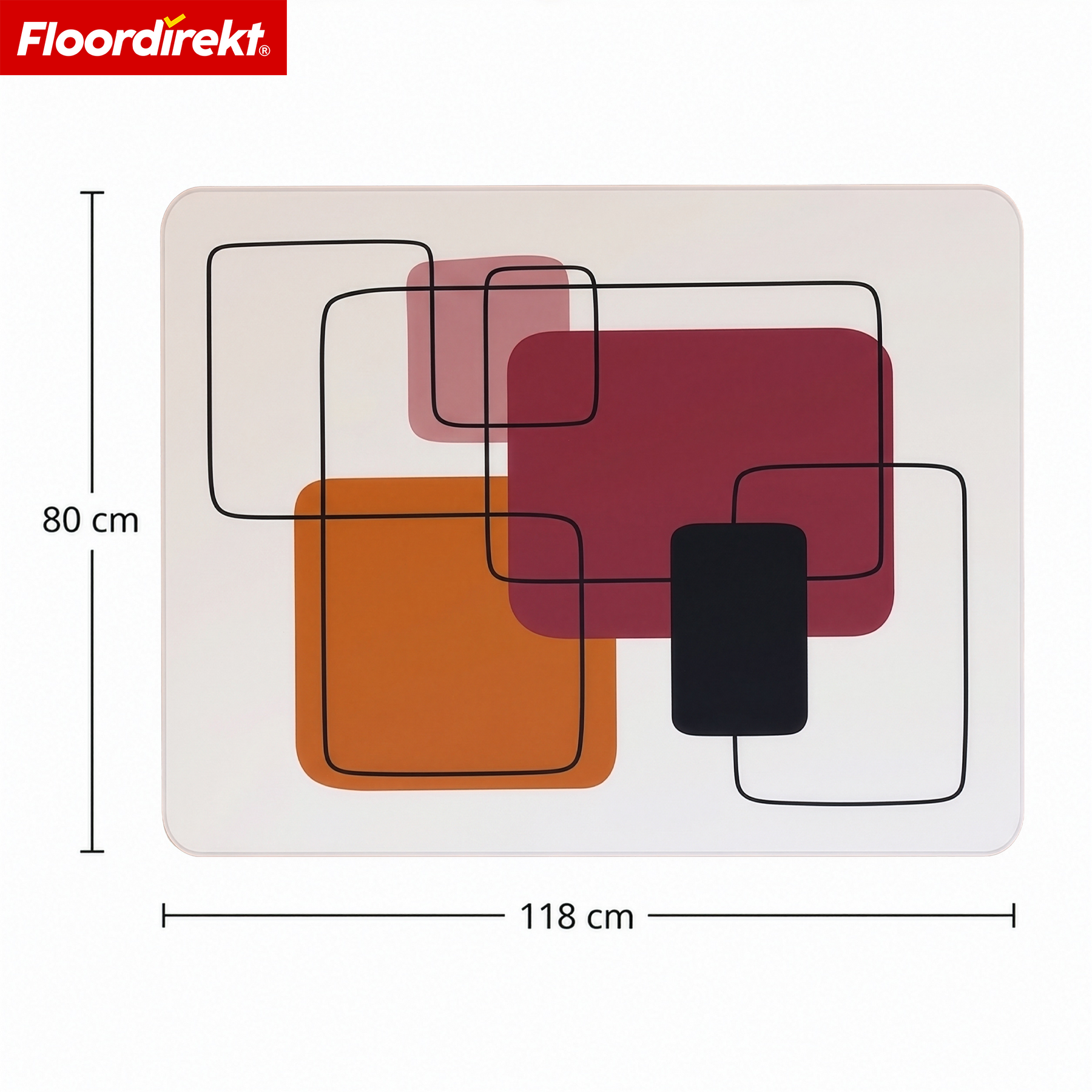Design Vloerbeschermingsmat | Robuuste Bureaustoelmat van Speciaal PVC voor Kantoor & Thuiswerkplek | 80 x 118 cm