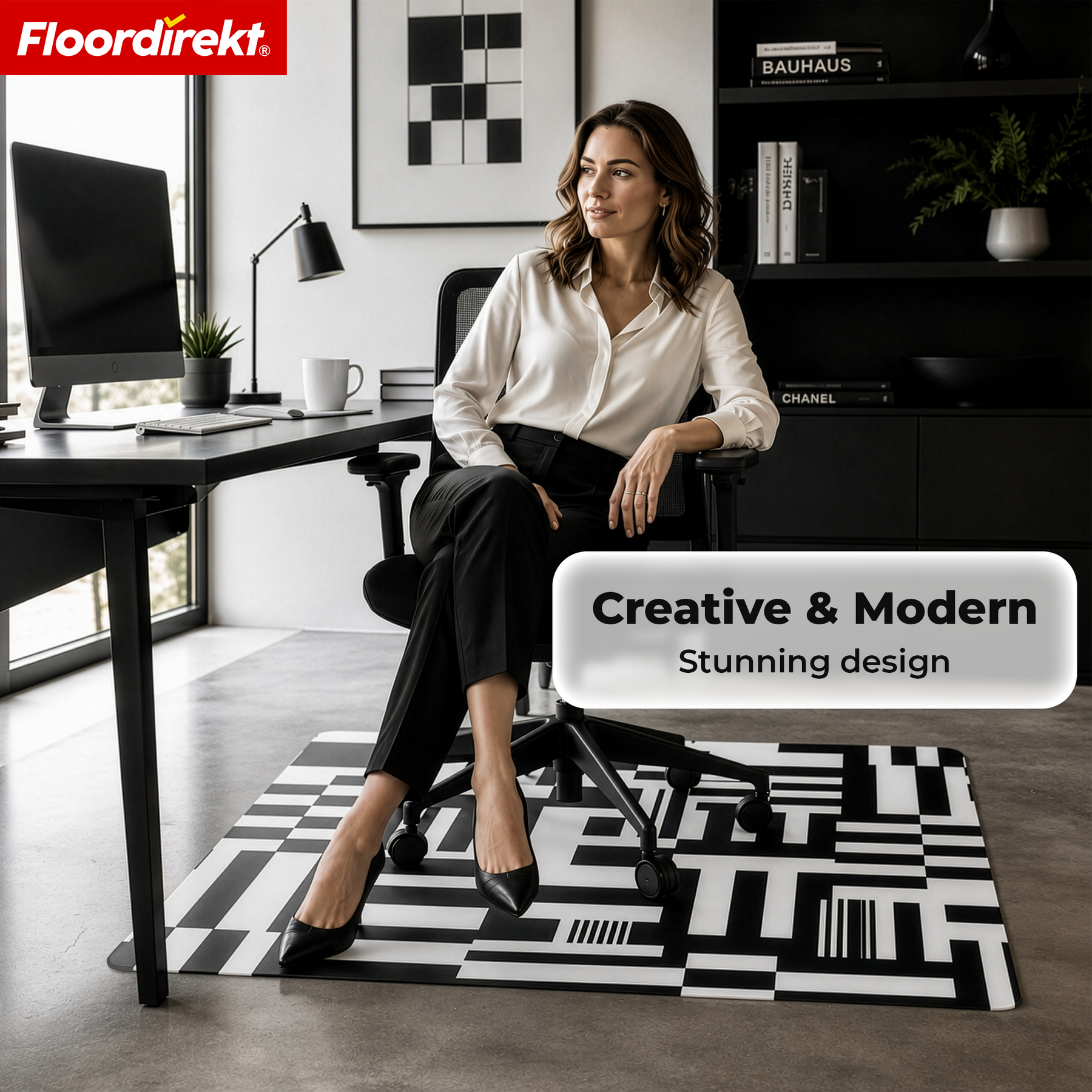 Design Vloerbeschermingsmat | Robuuste Bureaustoelmat van Speciaal PVC voor Kantoor & Thuiswerkplek | 80 x 118 cm