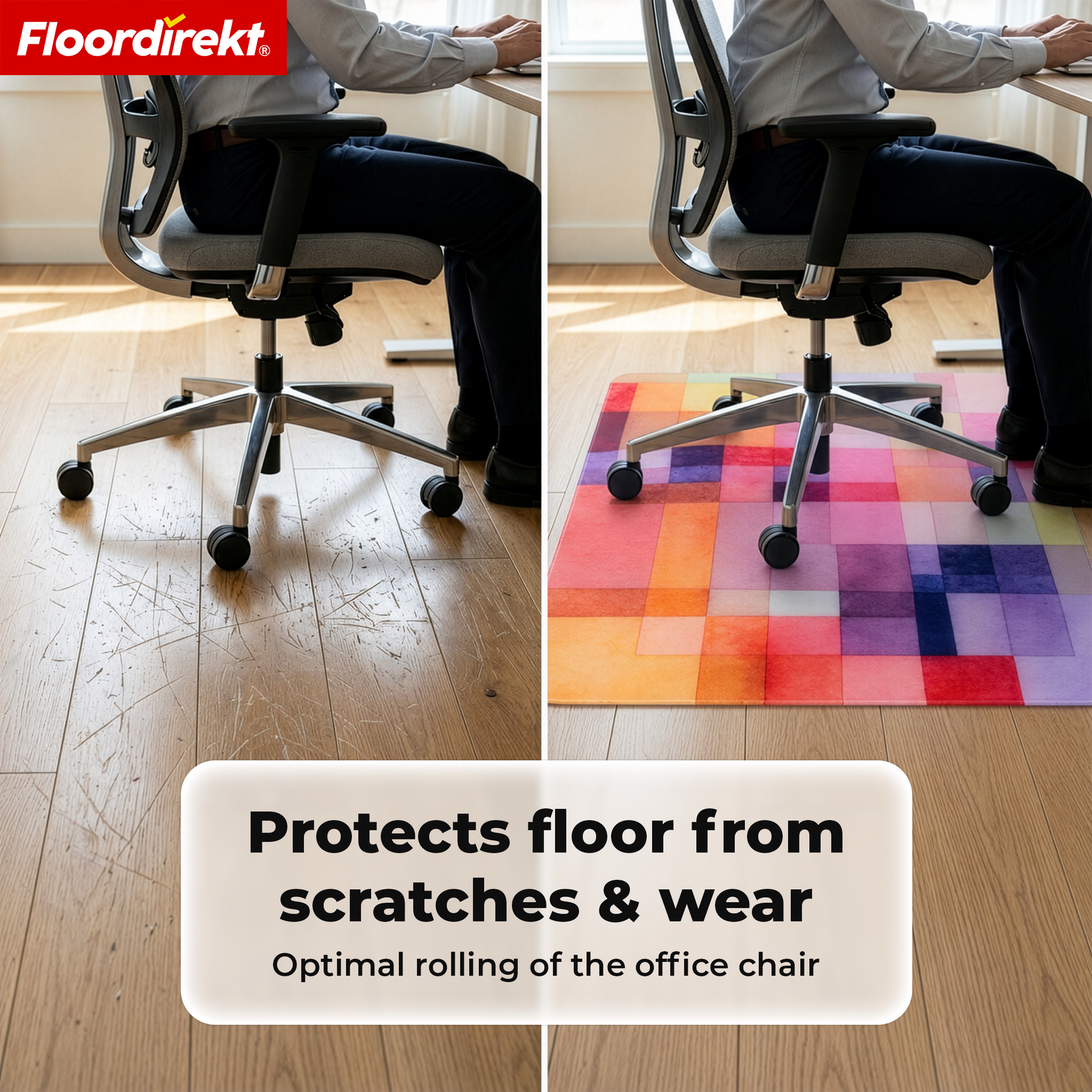 Design Vloerbeschermingsmat | Robuuste Bureaustoelmat van Speciaal PVC voor Kantoor & Thuiswerkplek | 80 x 118 cm