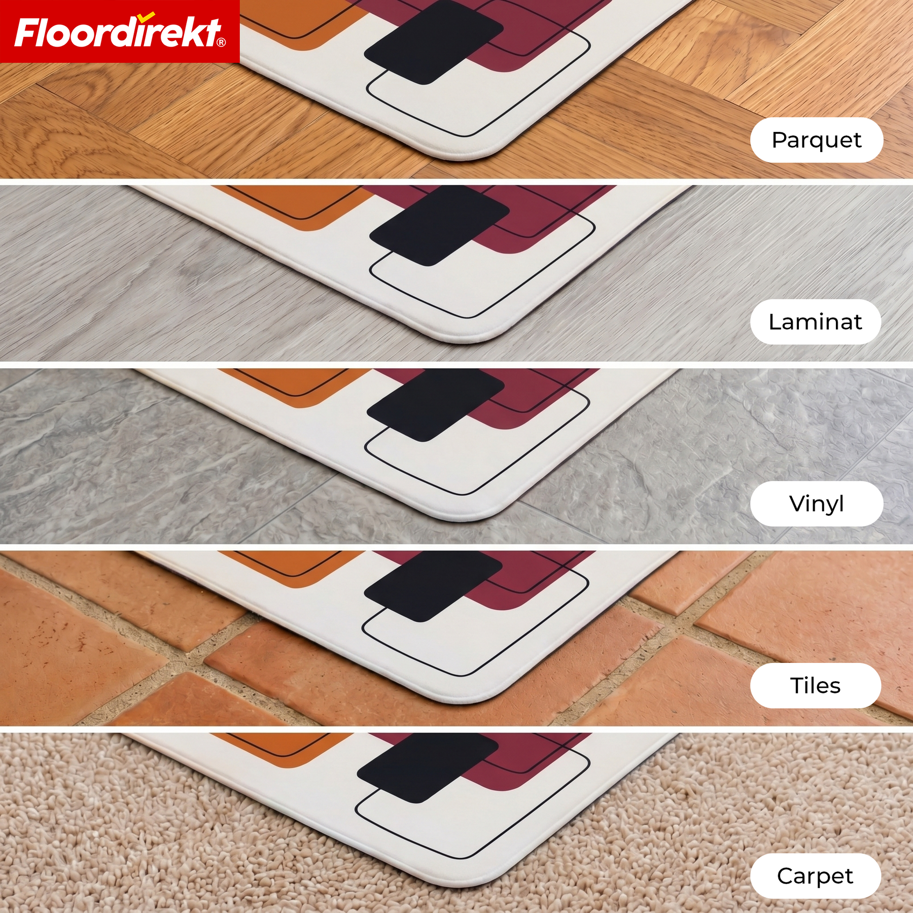 Design Vloerbeschermingsmat | Robuuste Bureaustoelmat van Speciaal PVC voor Kantoor & Thuiswerkplek | 80 x 118 cm