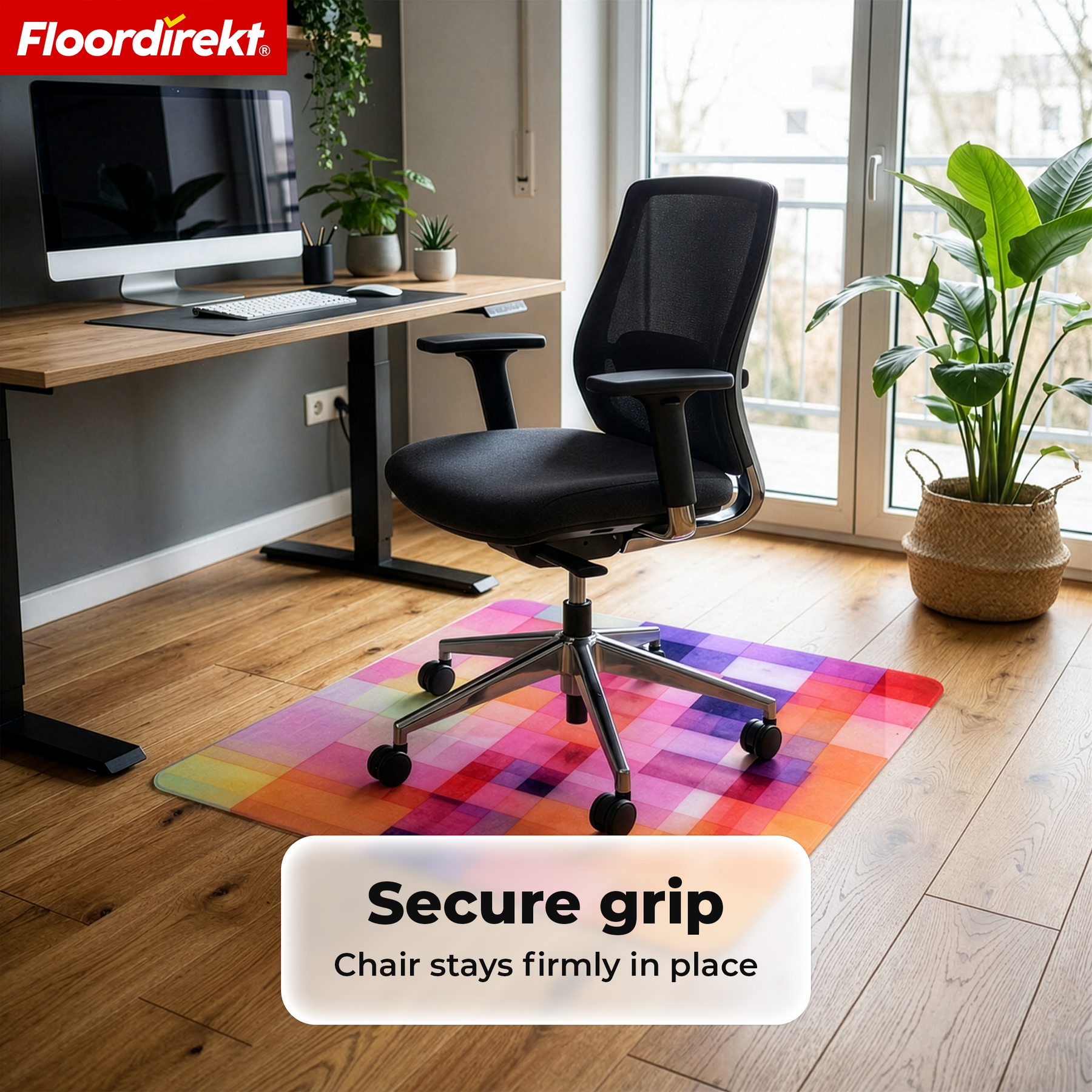 Design Vloerbeschermingsmat | Robuuste Bureaustoelmat van Speciaal PVC voor Kantoor & Thuiswerkplek | 80 x 118 cm