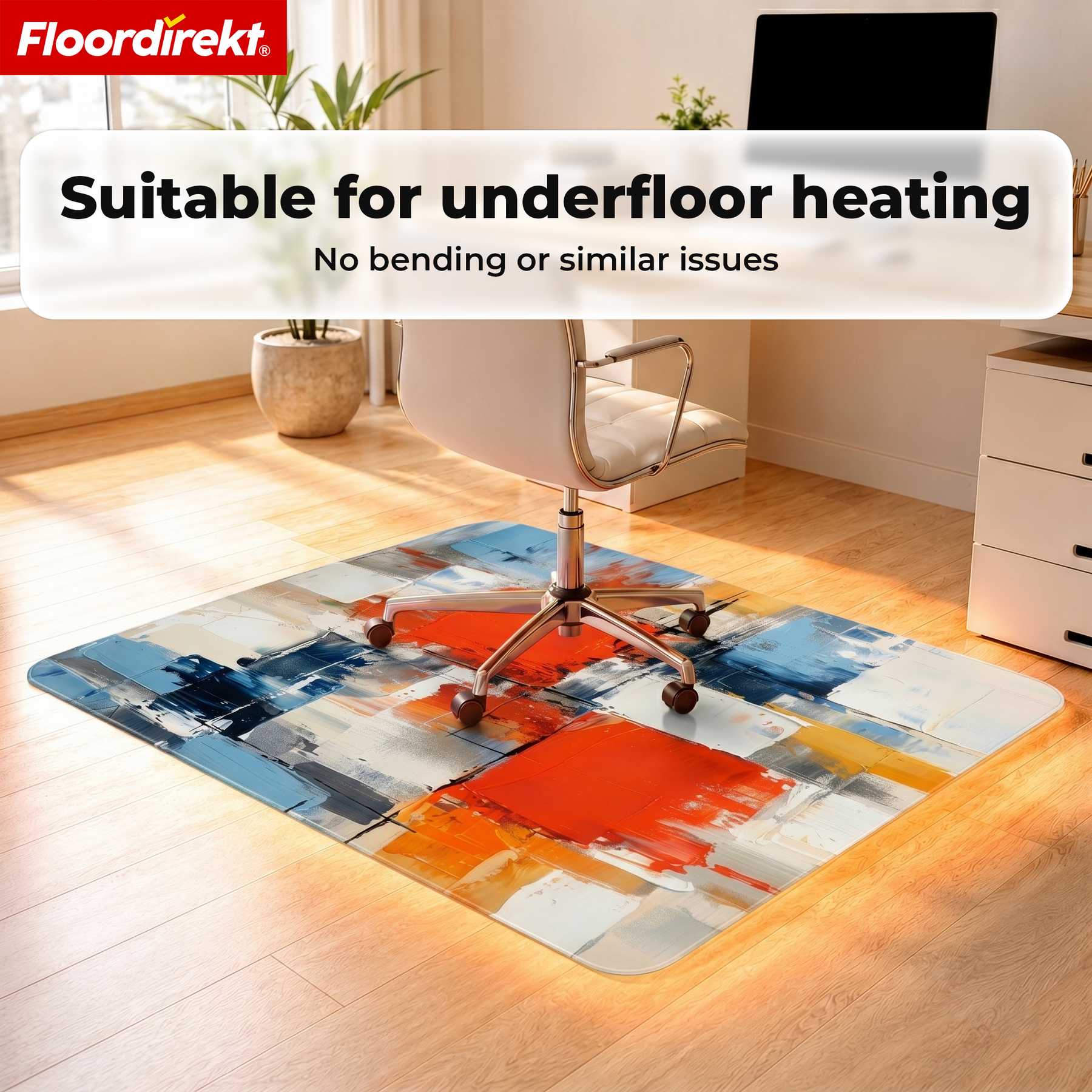Design Vloerbeschermingsmat | Robuuste Bureaustoelmat van Speciaal PVC voor Kantoor & Thuiswerkplek | 80 x 118 cm