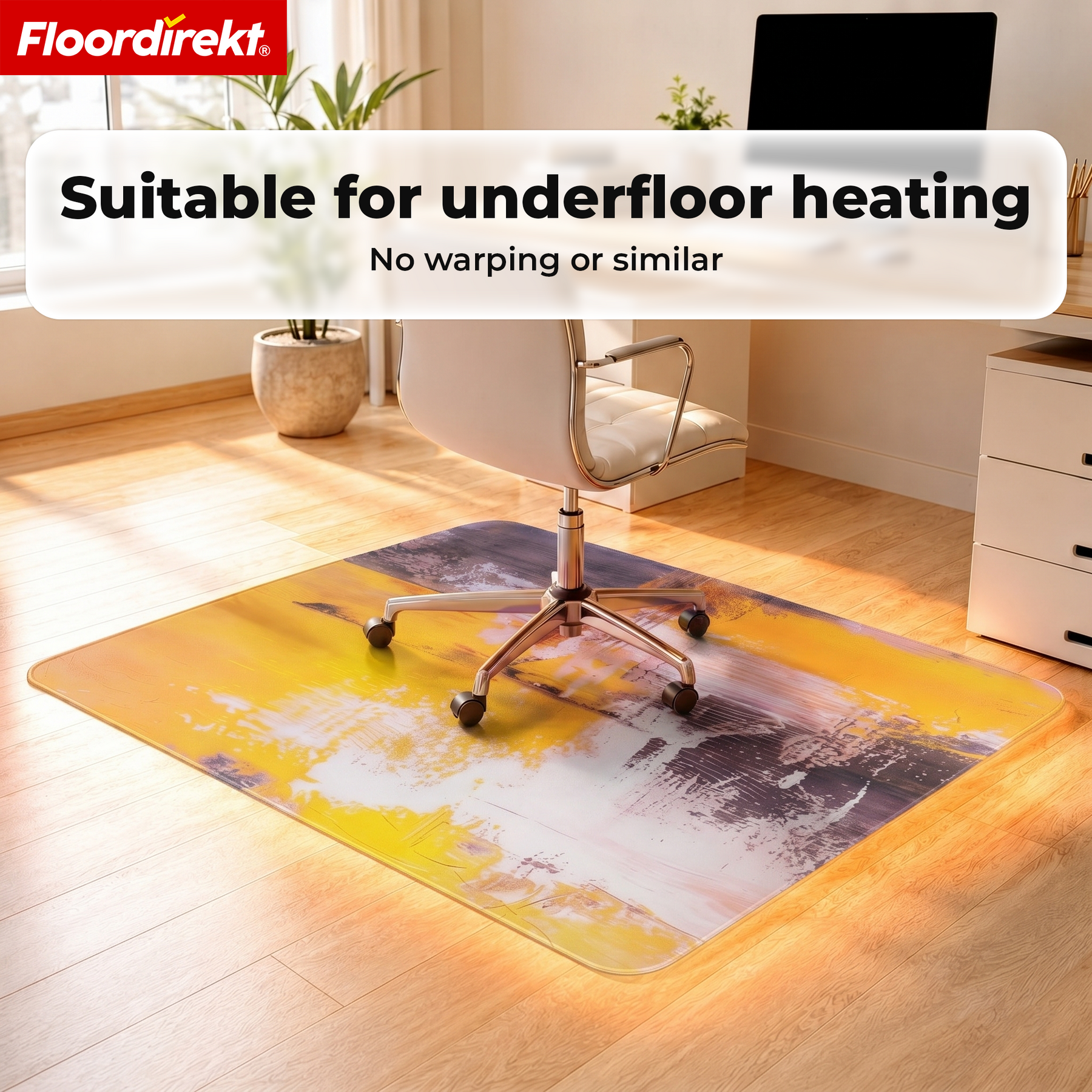 Design Vloerbeschermingsmat | Robuuste Bureaustoelmat van Speciaal PVC voor Kantoor & Thuiswerkplek | 80 x 118 cm