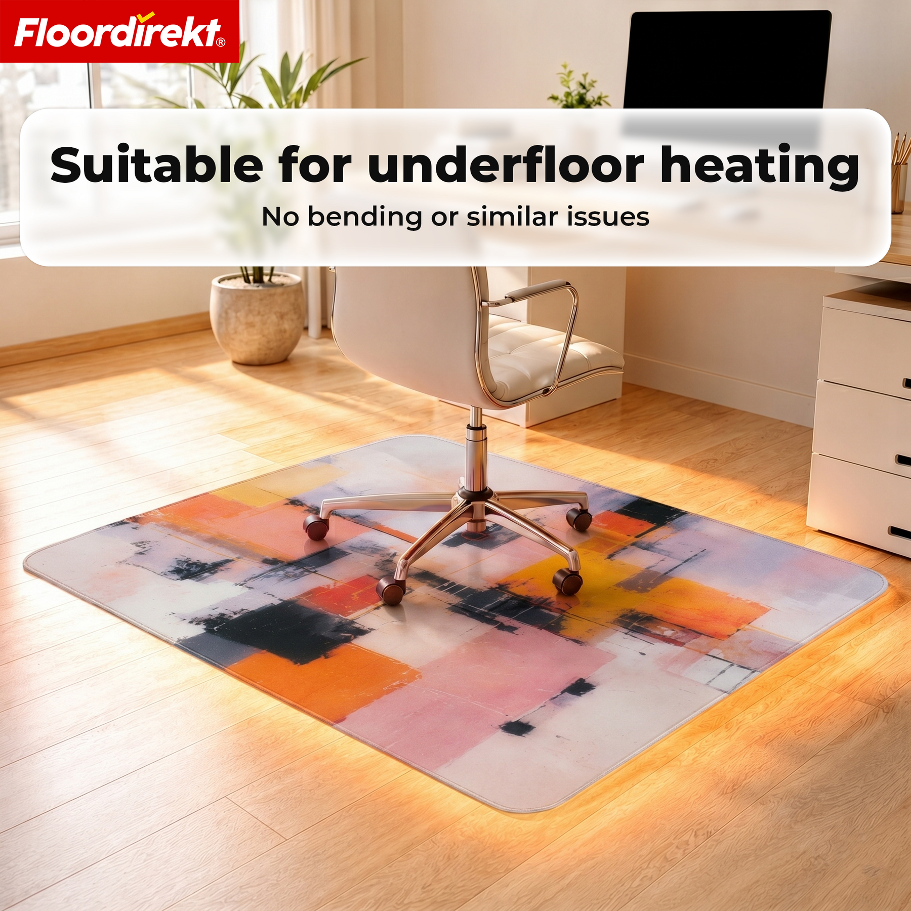 Design Vloerbeschermingsmat | Robuuste Bureaustoelmat van Speciaal PVC voor Kantoor & Thuiswerkplek | 80 x 118 cm
