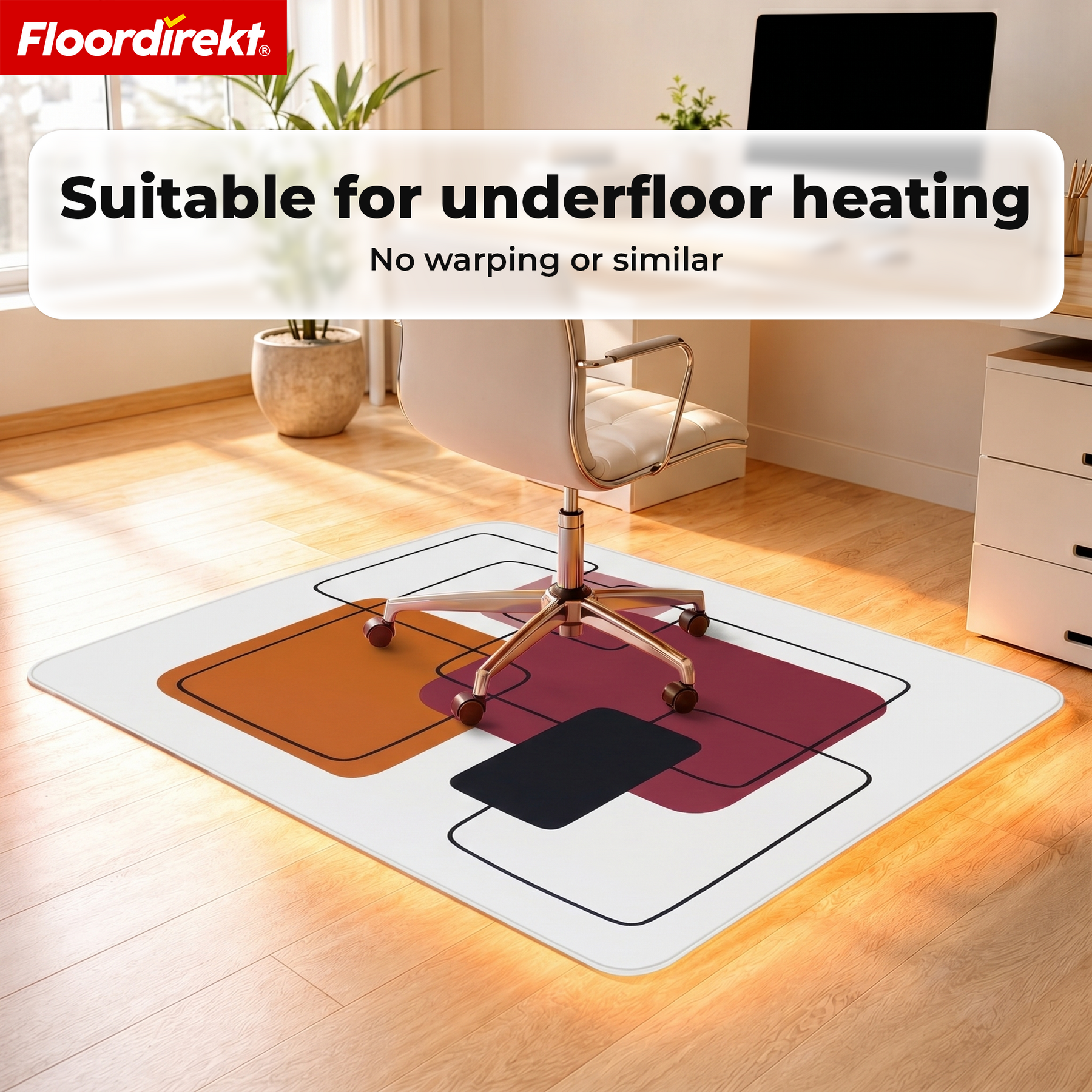 Design Vloerbeschermingsmat | Robuuste Bureaustoelmat van Speciaal PVC voor Kantoor & Thuiswerkplek | 80 x 118 cm