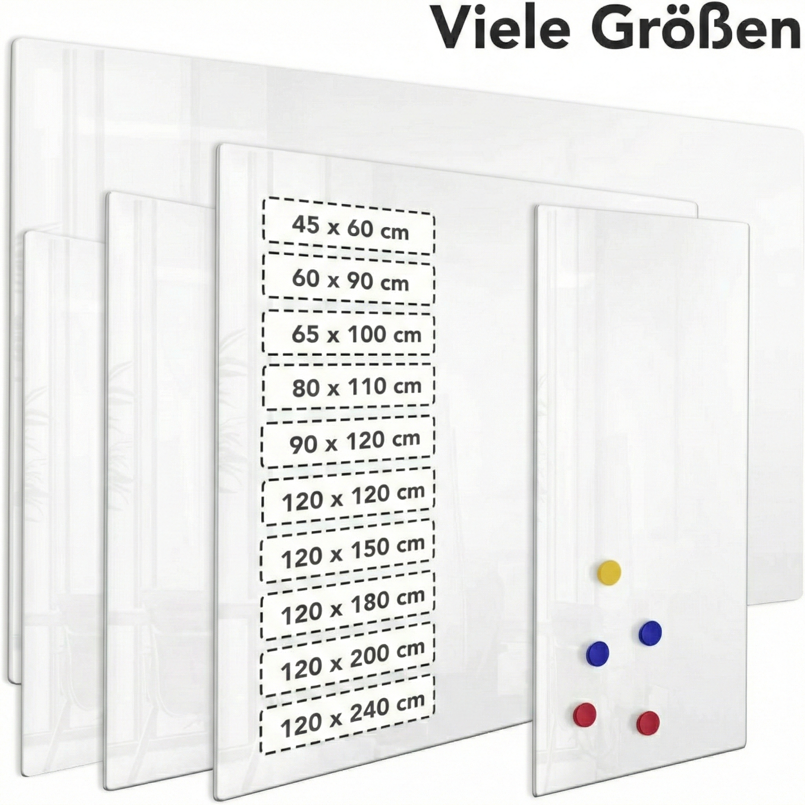 Glas-whiteboard | Pearlwhite  | veiligheidsglas | frameloos | vele maten