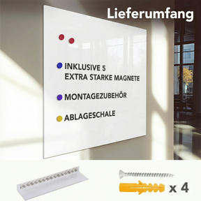 Glas-whiteboard | Pearlwhite  | veiligheidsglas | frameloos | vele maten
