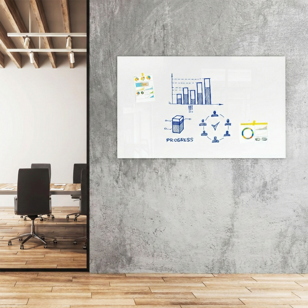 Glas-whiteboard | Pearlwhite  | veiligheidsglas | frameloos | vele maten