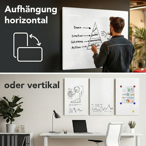 Glas-whiteboard | Pearlwhite  | veiligheidsglas | frameloos | vele maten
