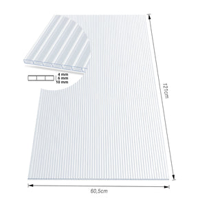 Kanaalplaat | 60,5 x 121 cm | Polycarbonaat | Voor kas & overkapping