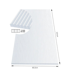 Kanaalplaat | 60,5 x 121 cm | Polycarbonaat | Voor kas & overkapping