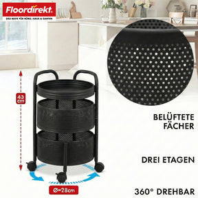 Rolwagen | Henry | Keukentrolley van staal met wielen | Serveerwagen | 3 of 5 niveaus | Wit & Zwart