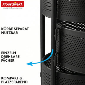 Rolwagen | Henry | Keukentrolley van staal met wielen | Serveerwagen | 3 of 5 niveaus | Wit & Zwart