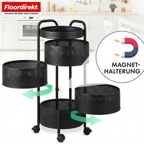 Rolwagen | Henry | Keukentrolley van staal met wielen | Serveerwagen | 3 of 5 niveaus | Wit & Zwart