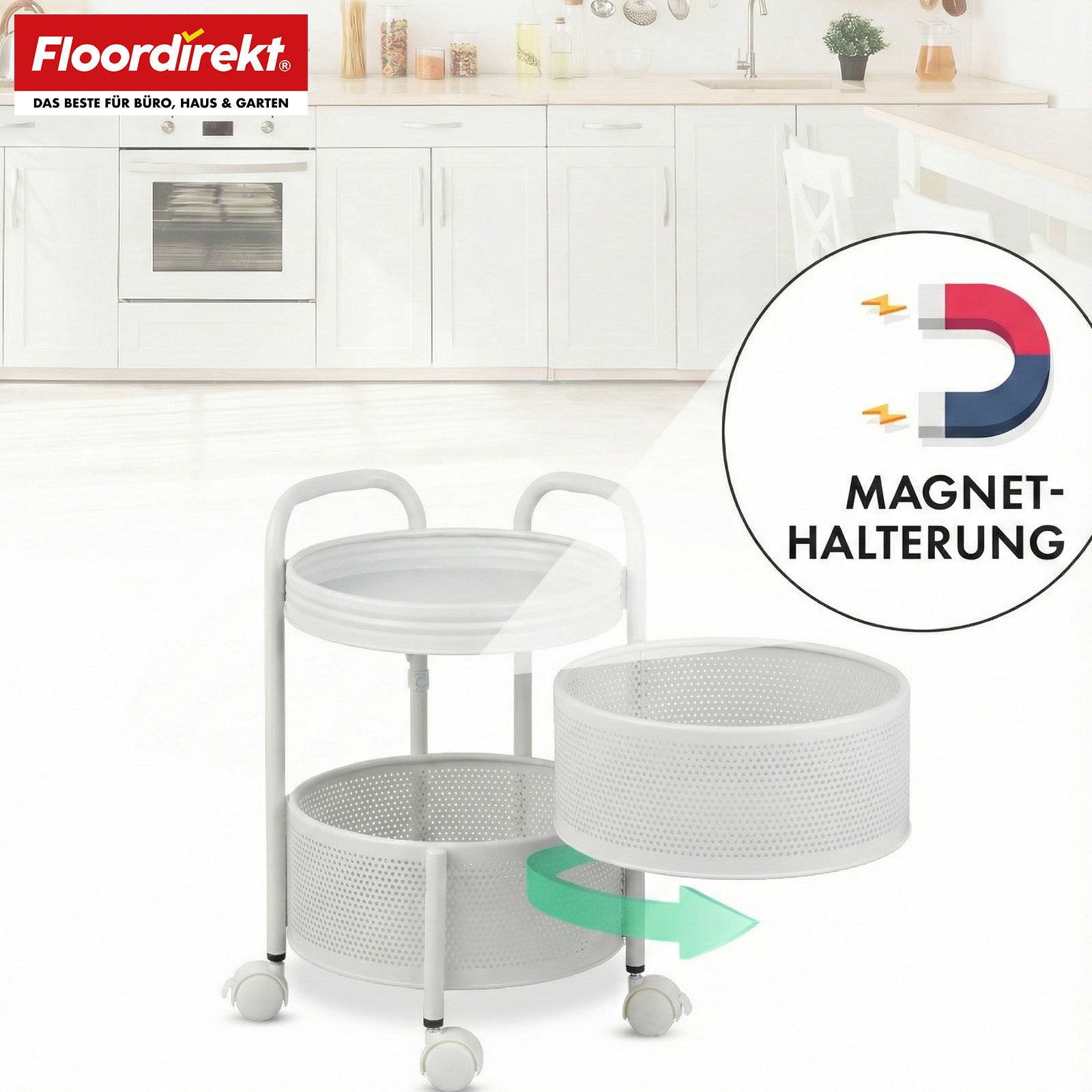 Rolwagen | Henry | Keukentrolley van staal met wielen | Serveerwagen | 3 of 5 niveaus | Wit & Zwart