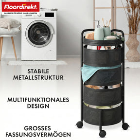 Rolwagen | Henry | Keukentrolley van staal met wielen | Serveerwagen | 3 of 5 niveaus | Wit & Zwart