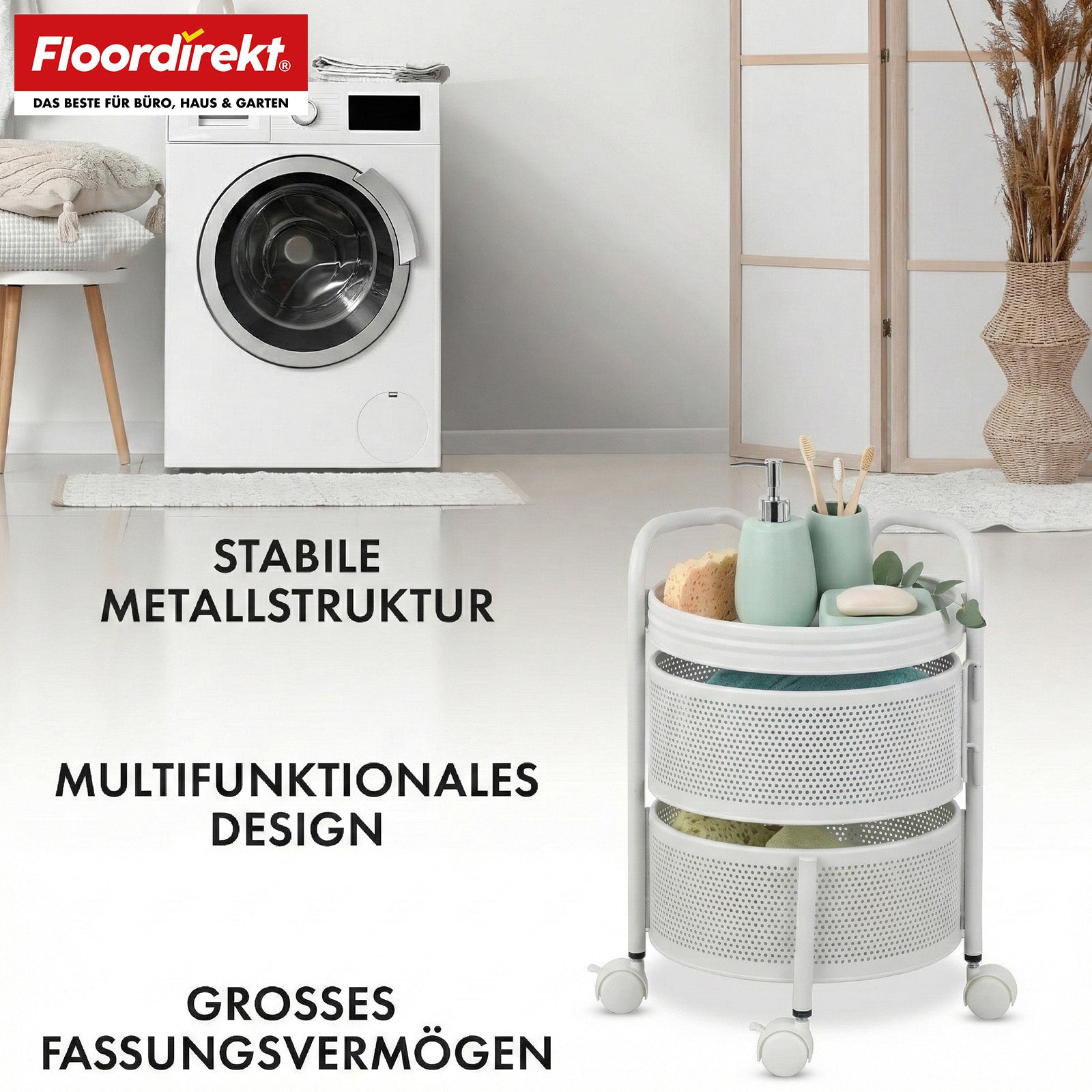 Rolwagen | Henry | Keukentrolley van staal met wielen | Serveerwagen | 3 of 5 niveaus | Wit & Zwart